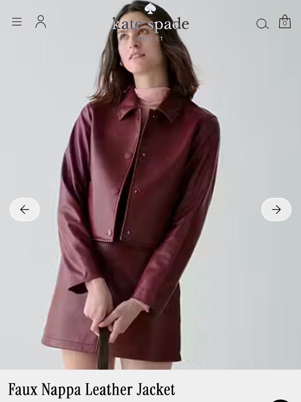 Kate Spade Faux Nappa Leather Jacket NWT Size 10